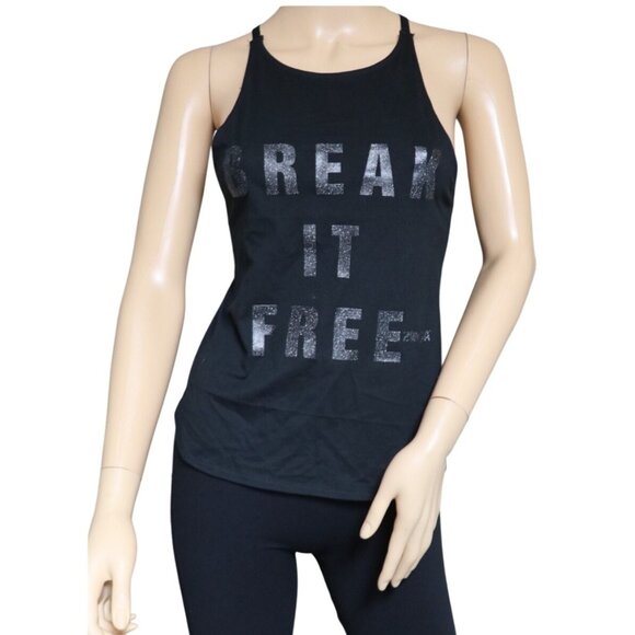 Zumba Womens Racerback Tank Top "Break It Free" Black Glitter Print XS NWT - Picture 4 of 4